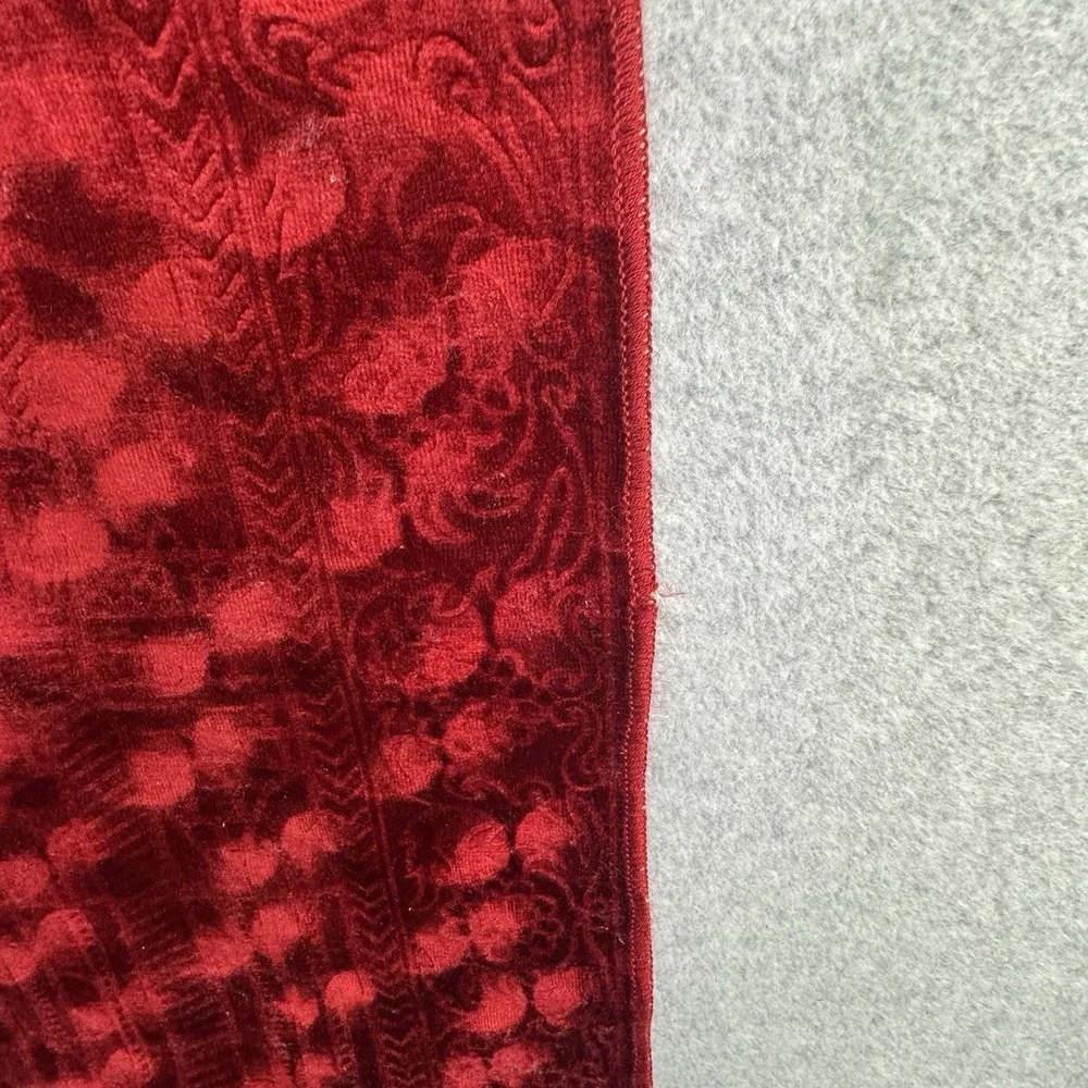 Turkish Islamic Prayer Rug Red Velvet Mosque Motif Fringe‎ Wall Art